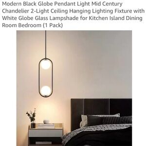 Modern Black Pendant Light with White Globe Lampshade